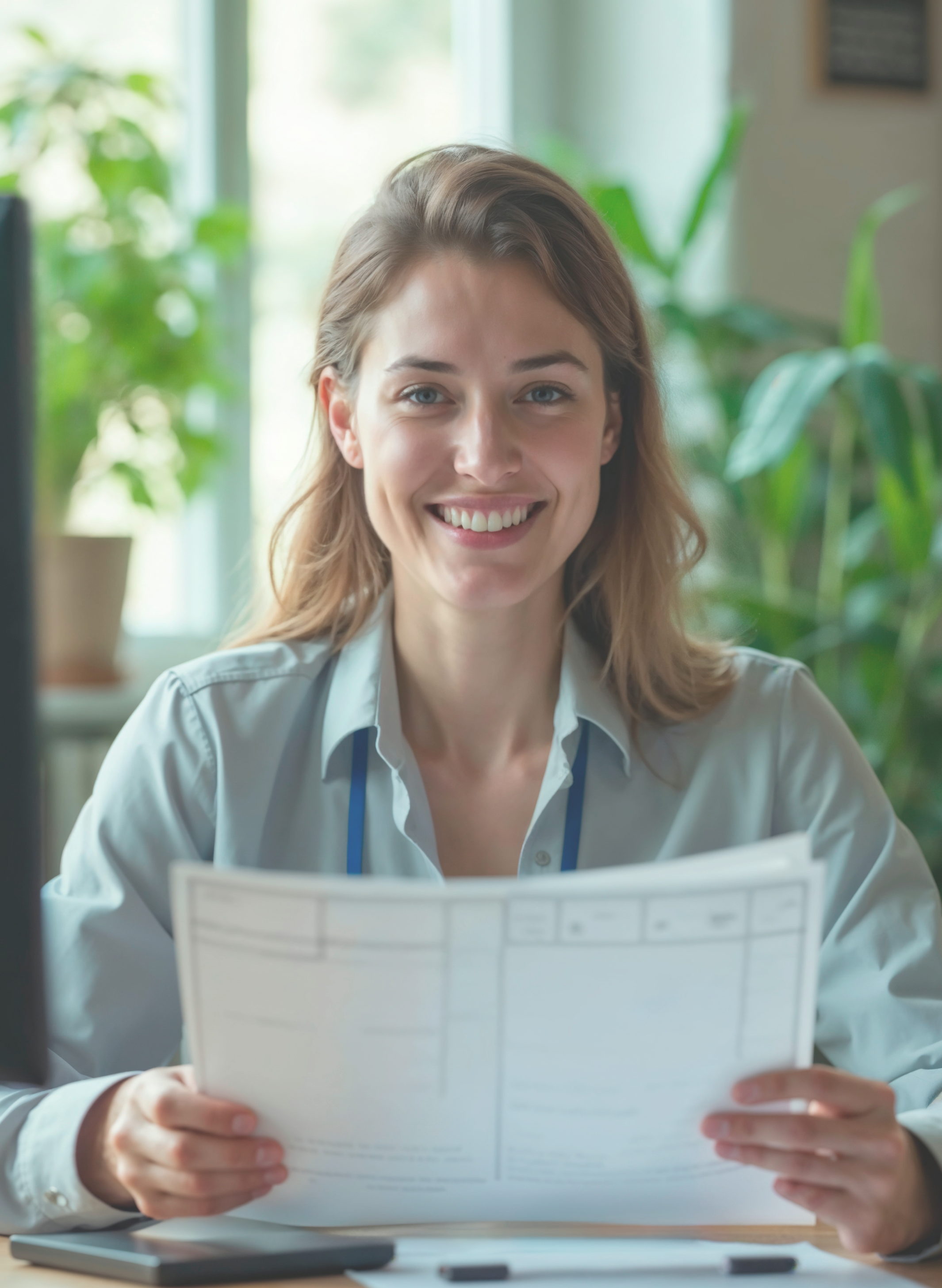 Accountant reviewing invoice